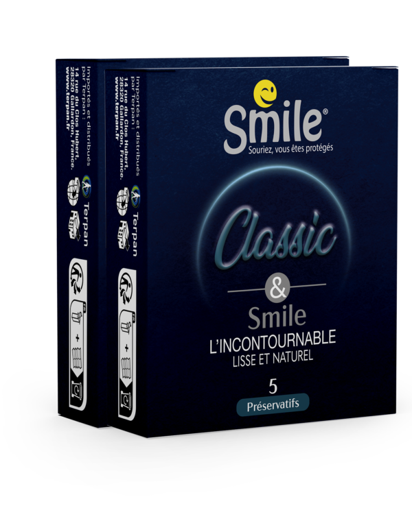 Lot de 2 Boîtes de 5 préservatifs Classic & Smile®